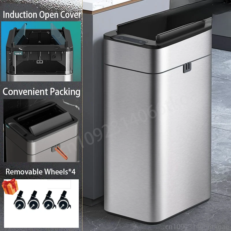 Neue Intelligente Induktion Mülleimer Hause Mit Deckel Wc Küche Smart Große Kapazität Wohnzimmer Automatische Verpackung Mülleimer