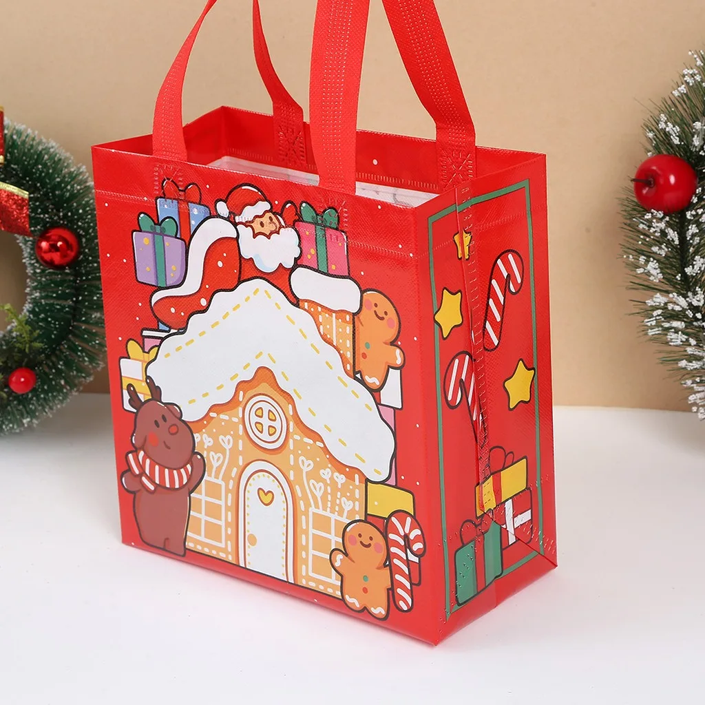 Non-Woven Gift Bag Festive Christmas Present Bag Holiday Gift Wrapping Bag Portable For Holiday Party Holiday Season Small Gift