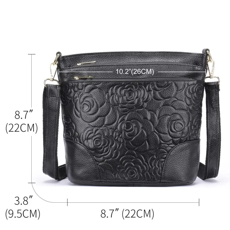 Borsa da donna in vera pelle Johnature borse a tracolla in rilievo 2024 nuova borsa a tracolla multi scomparto in morbida pelle tinta unita