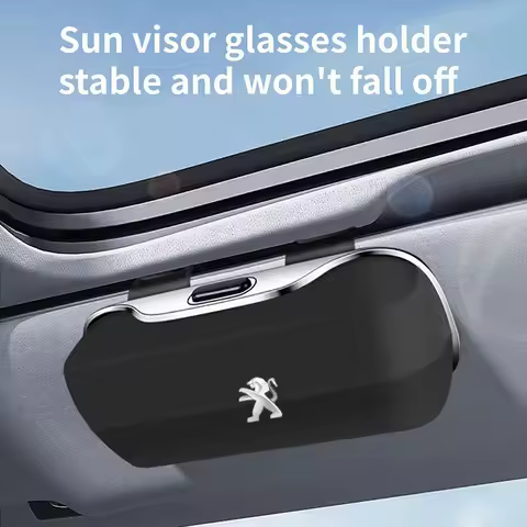 For Peugeot Car Sunglasses Holder, ABS Visor Glasses Case Clip Carbon Fiber Texture Car Sun Visor Glasses Box Storage