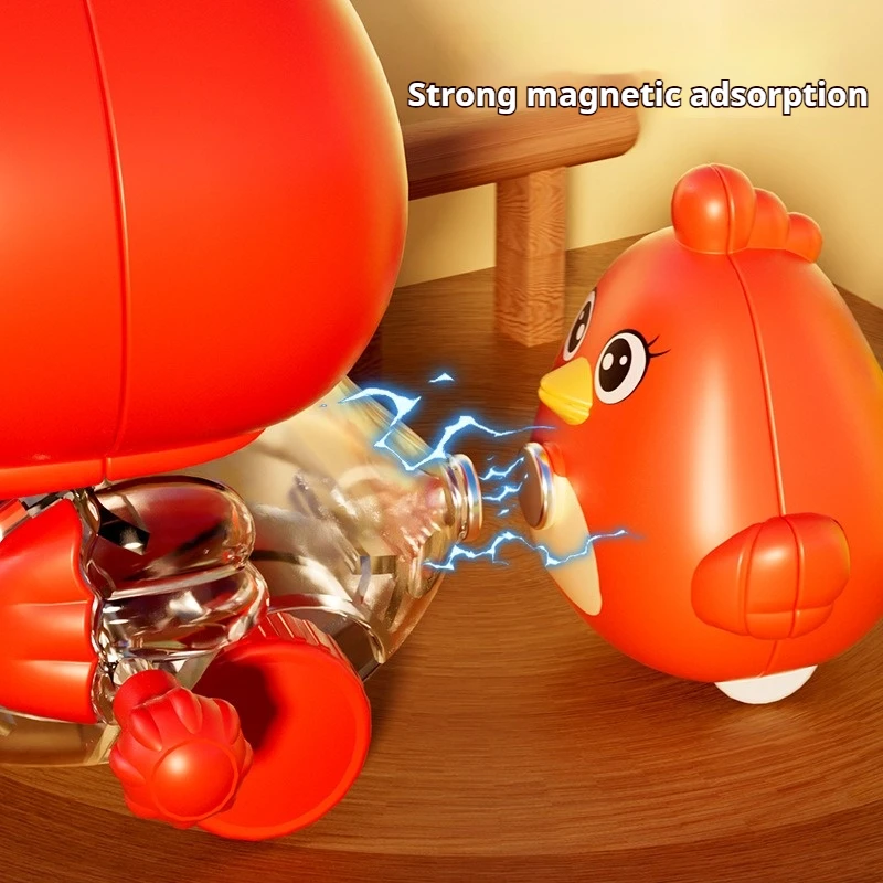 لعبة دجاجة تتبع مغناطيس الفرخ للأطفال، لعبة زحف كرتونية |   لعبة تعليمية لحماية الدجاجة