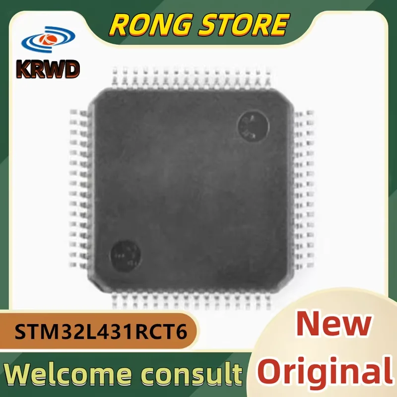5PCS STM32L431 RCT6 New and Original Chip IC STM32L431RCT6 STM32L431 LQFP-64 ARM Cortex-M4 32-bit MCU