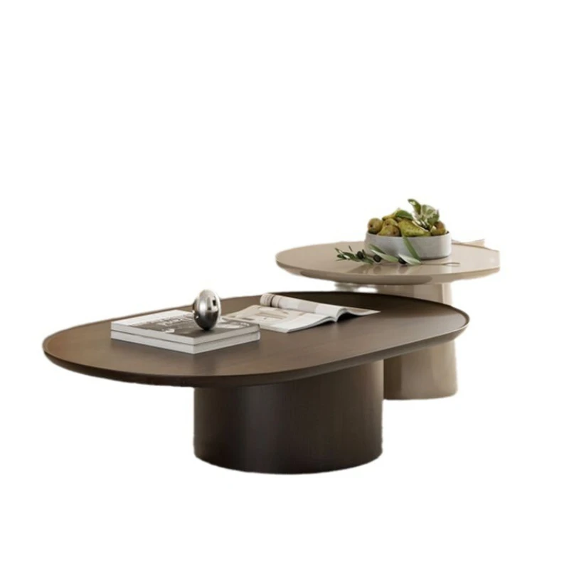 Wabi-sandy wind solid wood coffee table combination, modern and simple, small apartment living room home