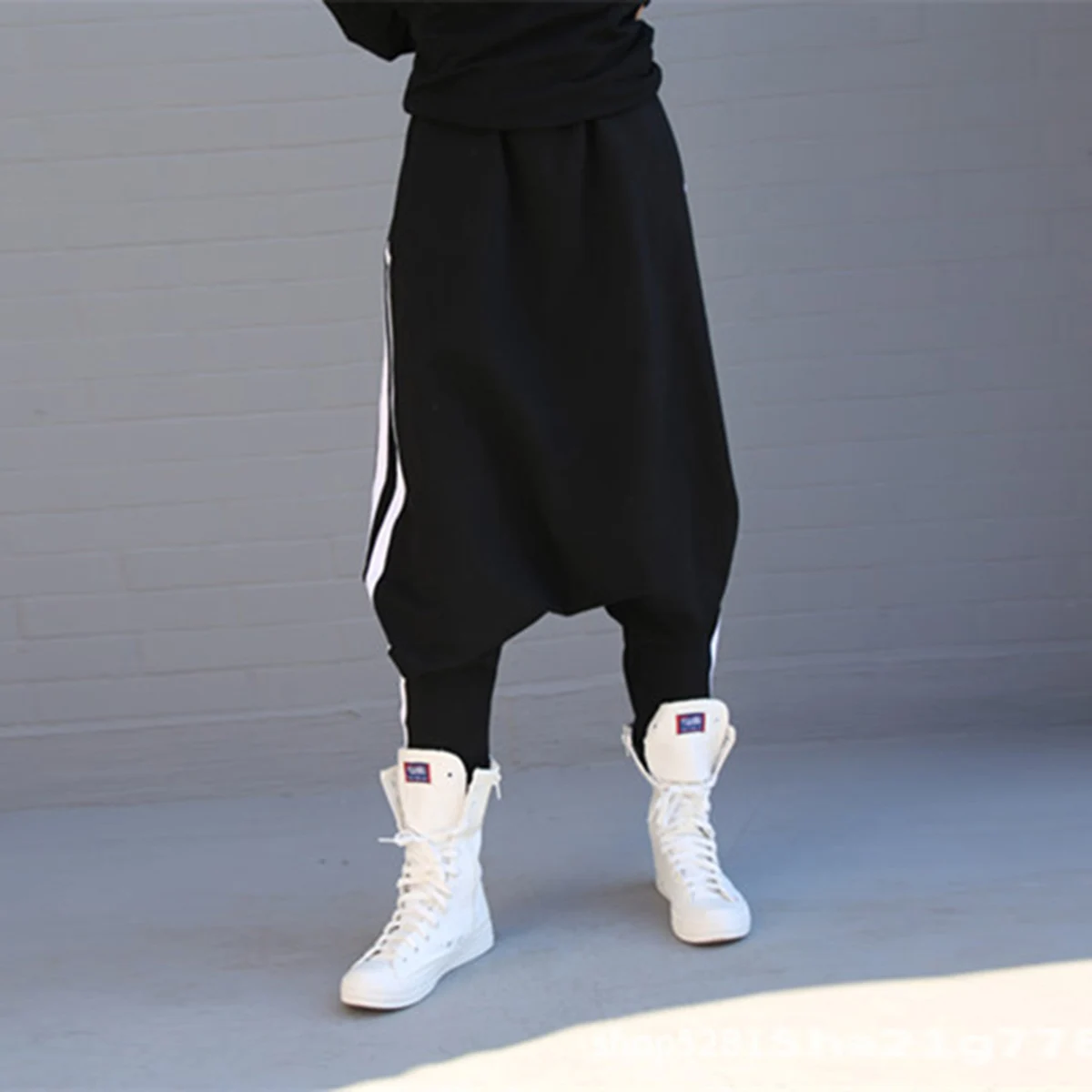 Oshoplive Fitness Black Loose Striped Empire Harem Sports Pants Fashion Female Autumn Sportswear Bottom For Women 2024 New