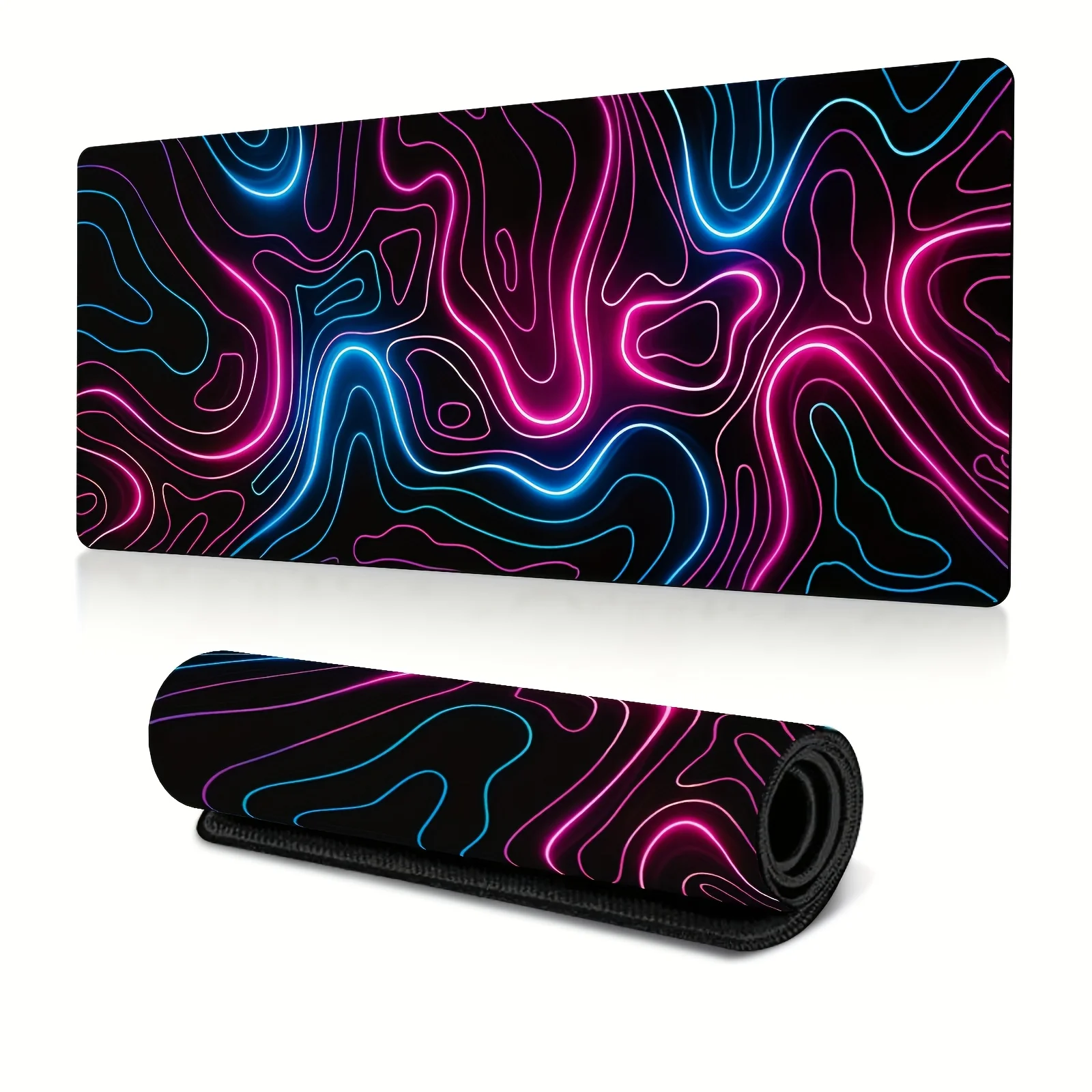 Neon Terrain Outline Gaming Mouse Pad Extra Wide Non-slip Mat for PC Keyboard Workspace