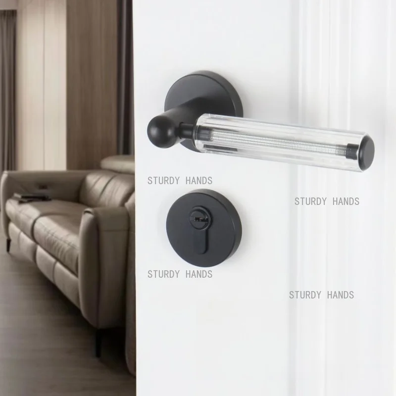1 set door lock Modern minimalist crystal lock Silent lock for bedroom door handle