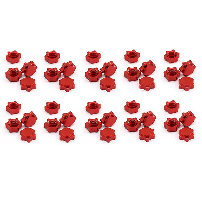 

【Last-Chance!】40Pcs Aluminum Wheel Hub Cover Anti-Dust Cover 17Mm Hex Nut For 1/8 RC Car,Red