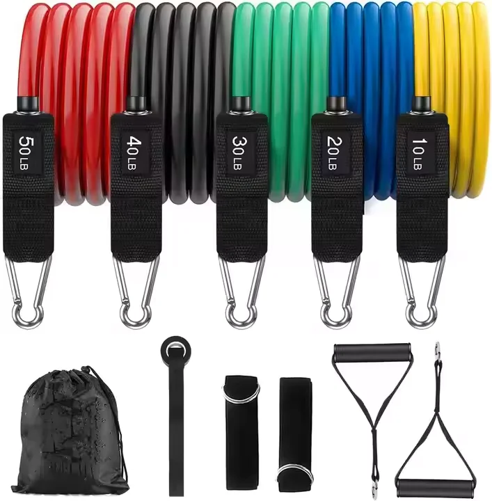 Custom Natural Latex Resistance Band Workout Kit Elastic Fitness Strength Training Band Ring Handle Door Anchor