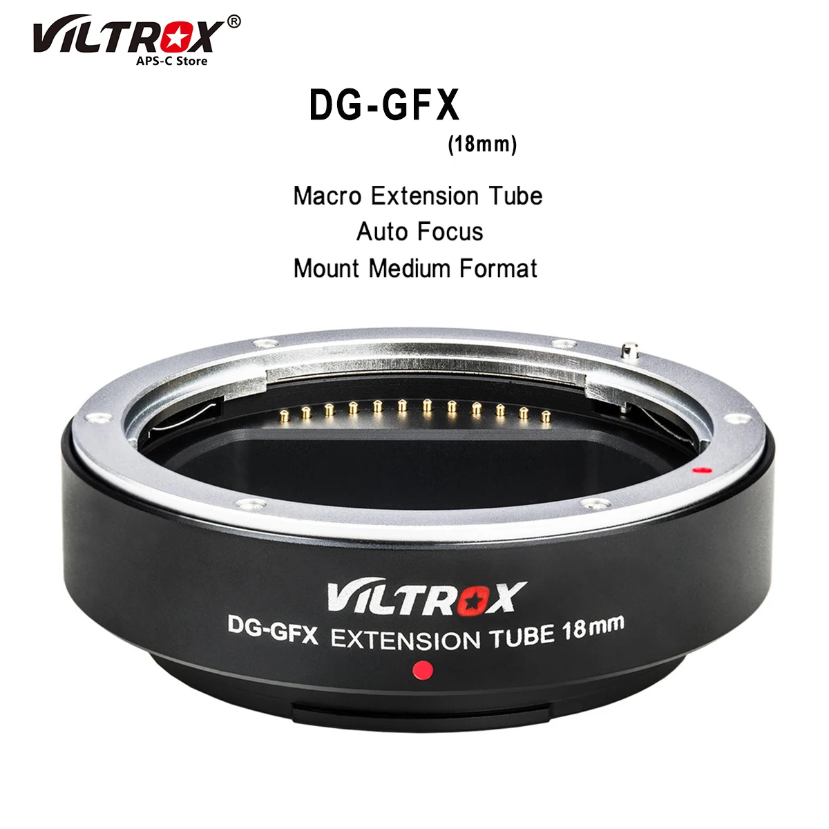 Viltrox DG-GFX 18mm Adapter Auto Focus Macro Extension Tube Camera Lens Adapter Rings for Fujifil Fuji 50S 50R GFX Mount Camera