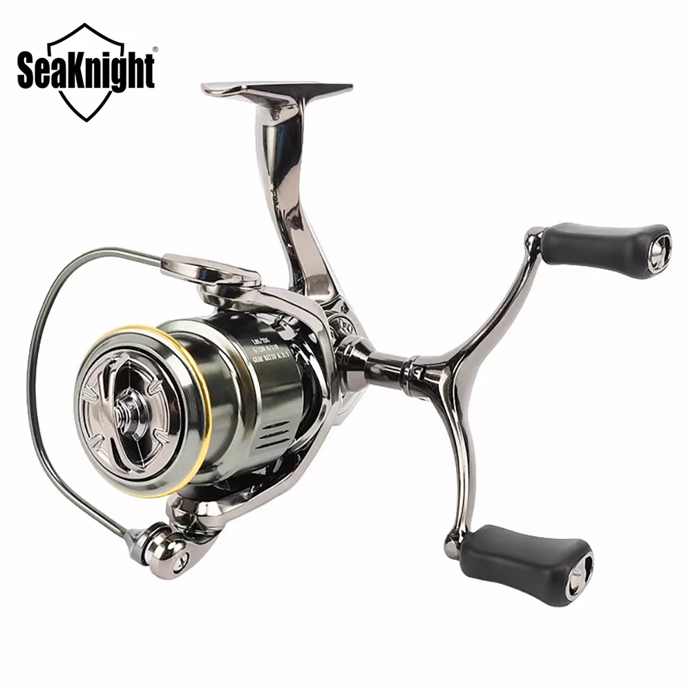 SEAKNIGHT-carrete de pesca giratorio HES, arrastre de cuerpo de Metal completo, carrete poco profundo de 6KG, mango doble de lanzamiento ultralargo, 2023