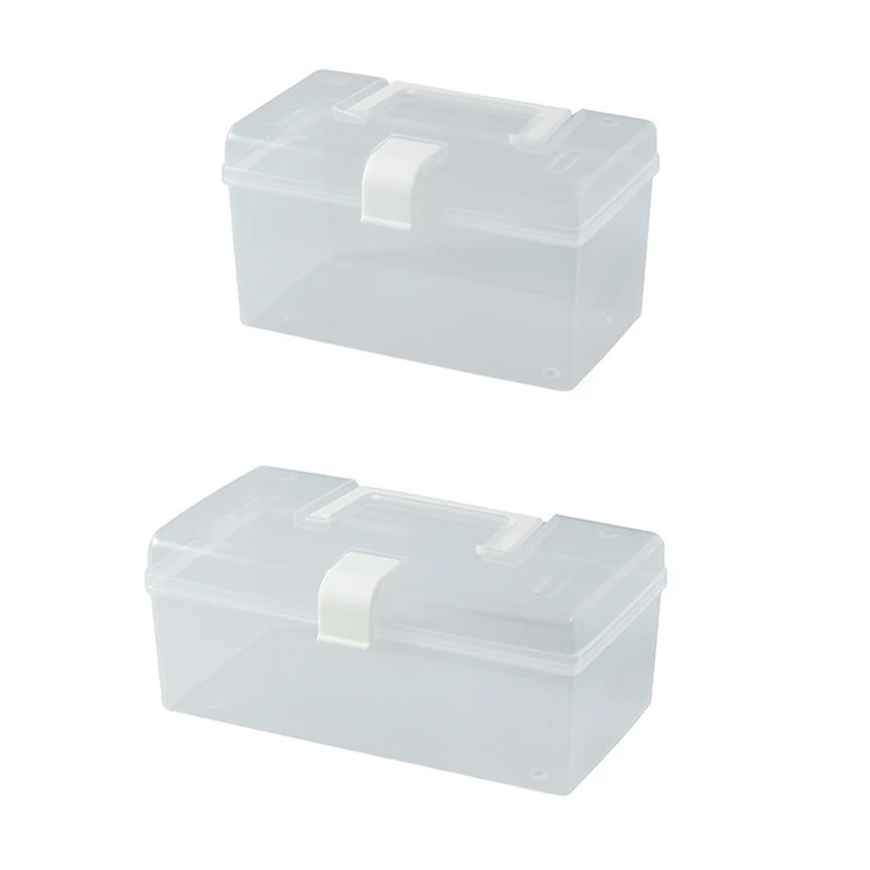 1PC S L Transparent Storage Box With Handle Household Miscellaneous Storage Box Jewelry Bead Container Box Toy Storage Box