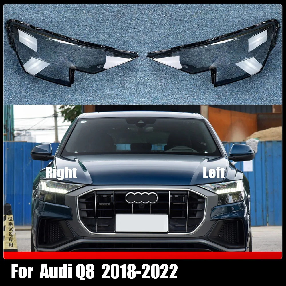 For Audi Q8 2018-2022 Headlight Cover Shade Headlamp Shell Transparent Lampshade Lens Auto Replacement Parts