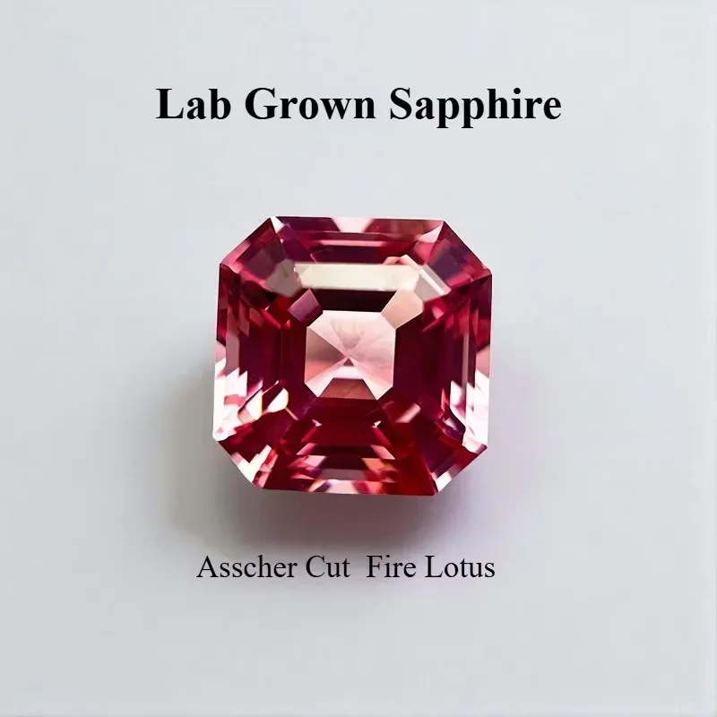 

Asscher Cut Padparadscha Lab Grown Sapphire Fire Lotus Loose Gemstone Pass Diamond Tester With AGL Certificate For Jewelry
