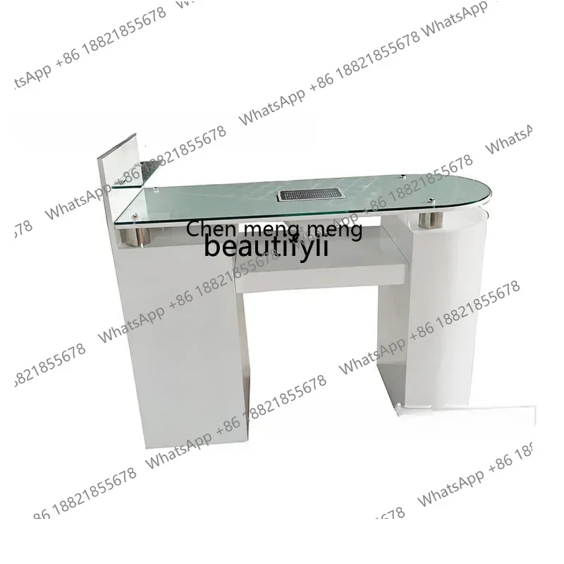 ss cn8350 ss 8350 Japanese Style Nail Table Vacuum Cleaner Single Nail-Beautification   Manicure Table White Paint Nail  Glass T