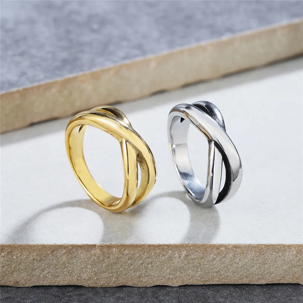 Fashion Vintage Simple Stainless Steel X Ring Men Women Couple Punk Hip Hop Rings Motorbike Party Amulet Jewelry Wholesale