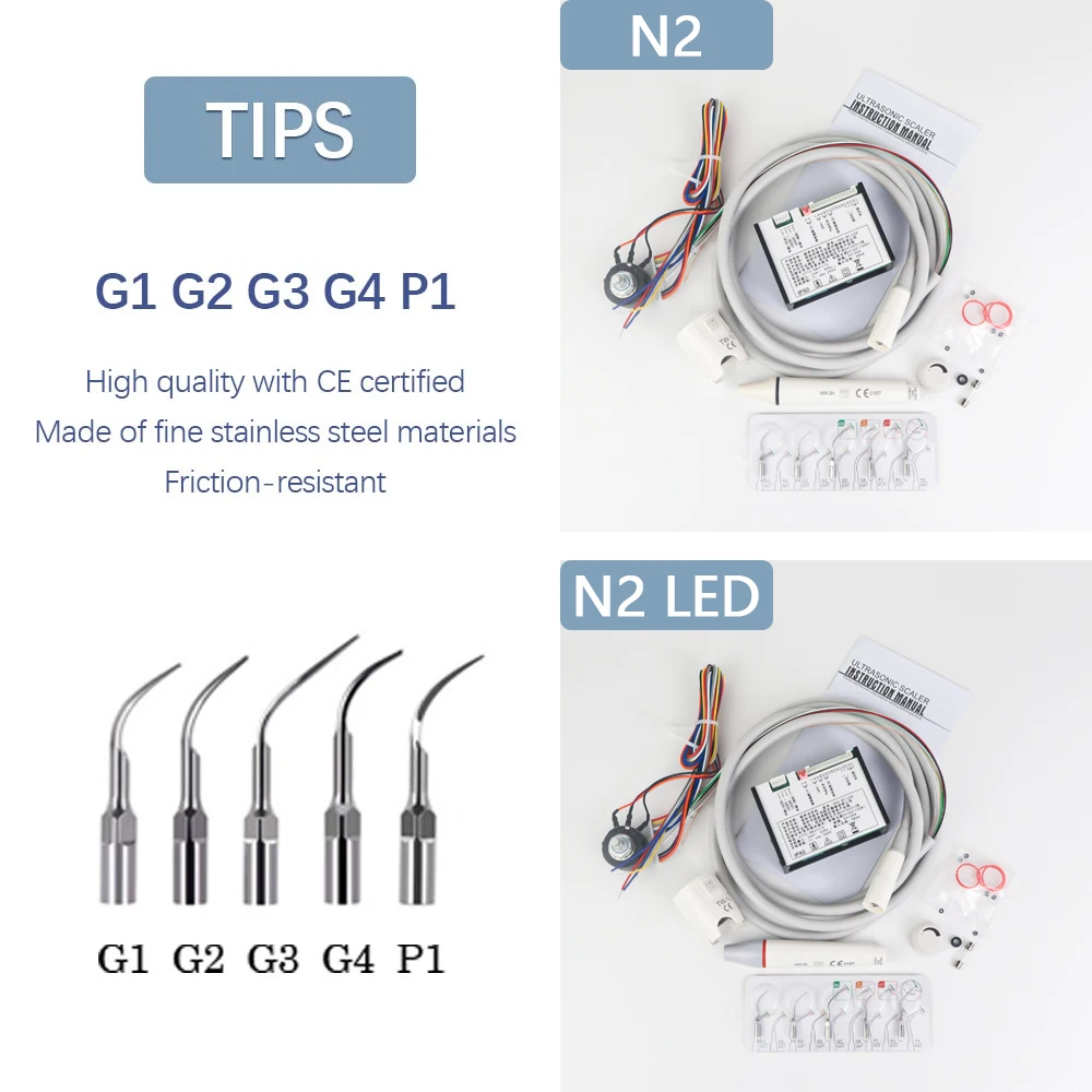 

Dental Built in Ultrasonic Scaler N2/N2LED with LED light Handpiece Scaling Tips For Dentistry Teeth Cleaning Whitening Tools