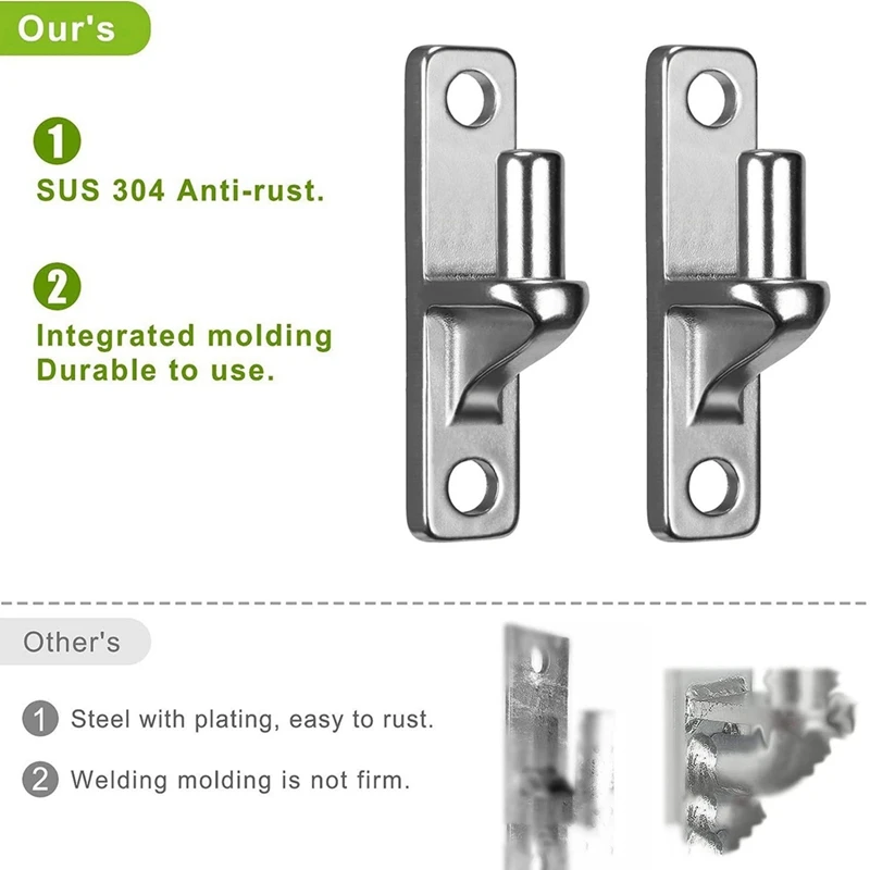 Dobradiça de aço inoxidável resistente, Montagem na parede para madeira ou concreto, Fazenda ao ar livre, Pacote 2
