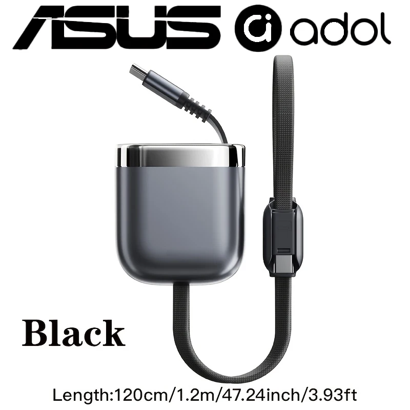 

ASUS PD240W USB C to Type C Fast Charging Cable Single Head Car Telescopic USB Type C Data Cord For iPhone 15 16 Samsung Laptop