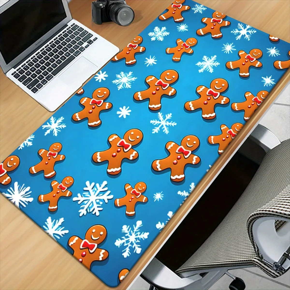 Brand Blue Pattern Gingerbread HD Printed Desk Pad XXL Gaming Mousepad Multifunctional Office Keyboard Mat Gift For Family