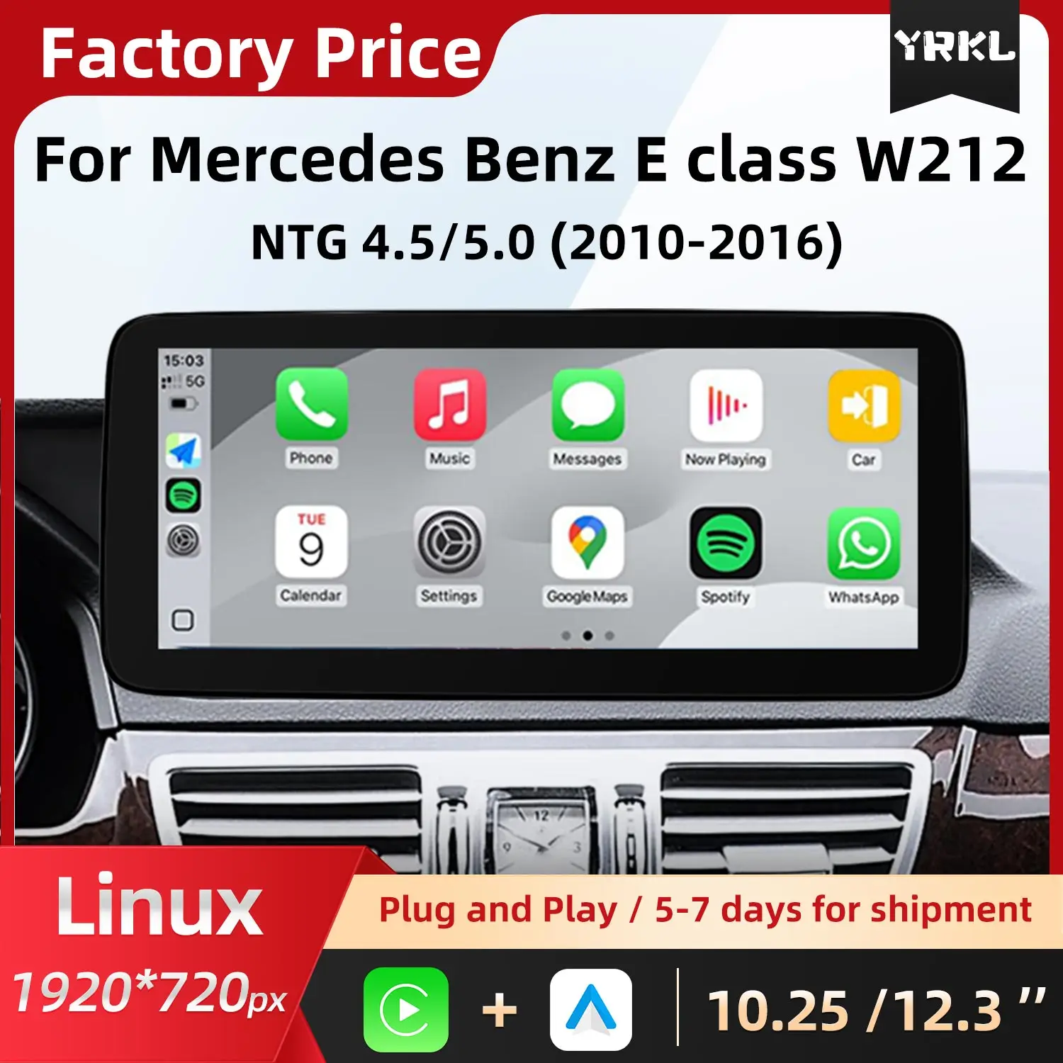 Multimedia Video Player For Mercedes Benz E class W212 NTG 4.5/5.0 Wireless CarPlay Android AUTO Car Play Navigation BT Monitor