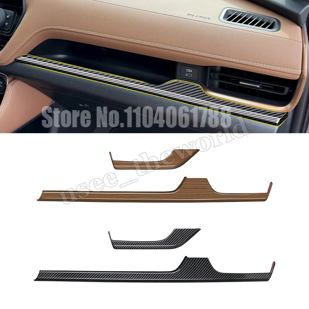 

Fit For Toyota Grand Highlander 2025 2024 Dashboard Panel Instrument Trim Covers Carbon Fiber Peach Wood Stickers Accessories
