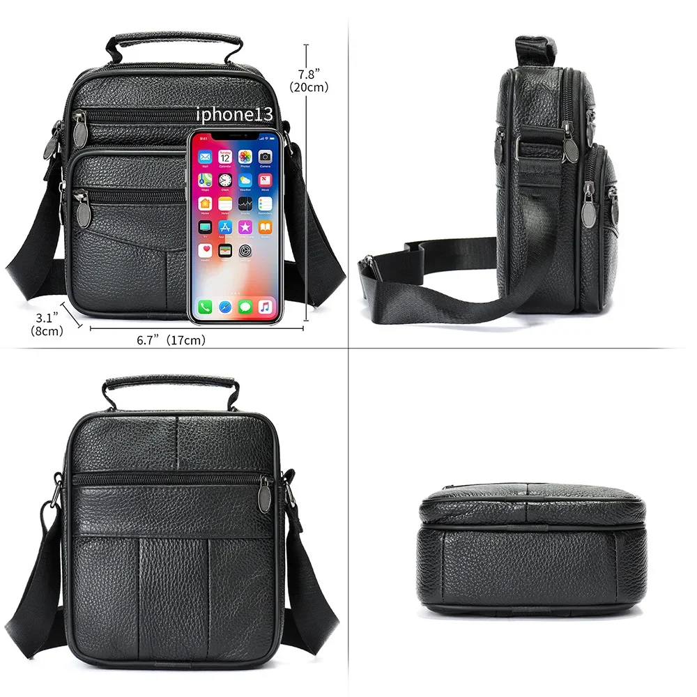 حقيبة أمازون الأكثر مبيعًا للرجال من الجلد الطبيعي ذات ملمس راقي في الهواء الطلق حقيبة كروس صغيرة غير رسمية للبيع بالجملة معدات الدراجات النارية التيار المتناوب #4