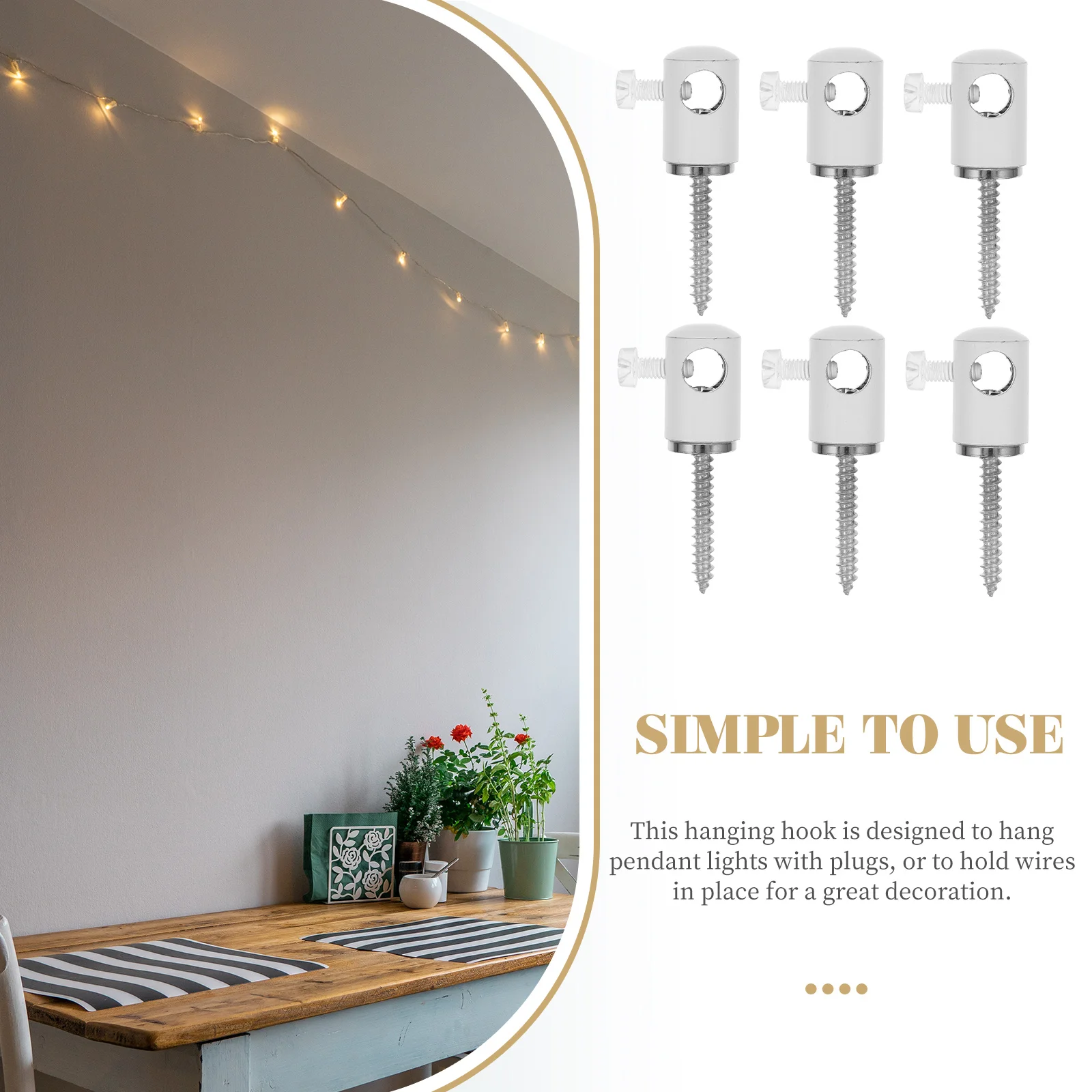 

6Pcs Ceiling Hooks for Hanging Lights Swag Hook Pendant Light Hanging Wire Holder DIY Hardware Swag Hook Light Hangers