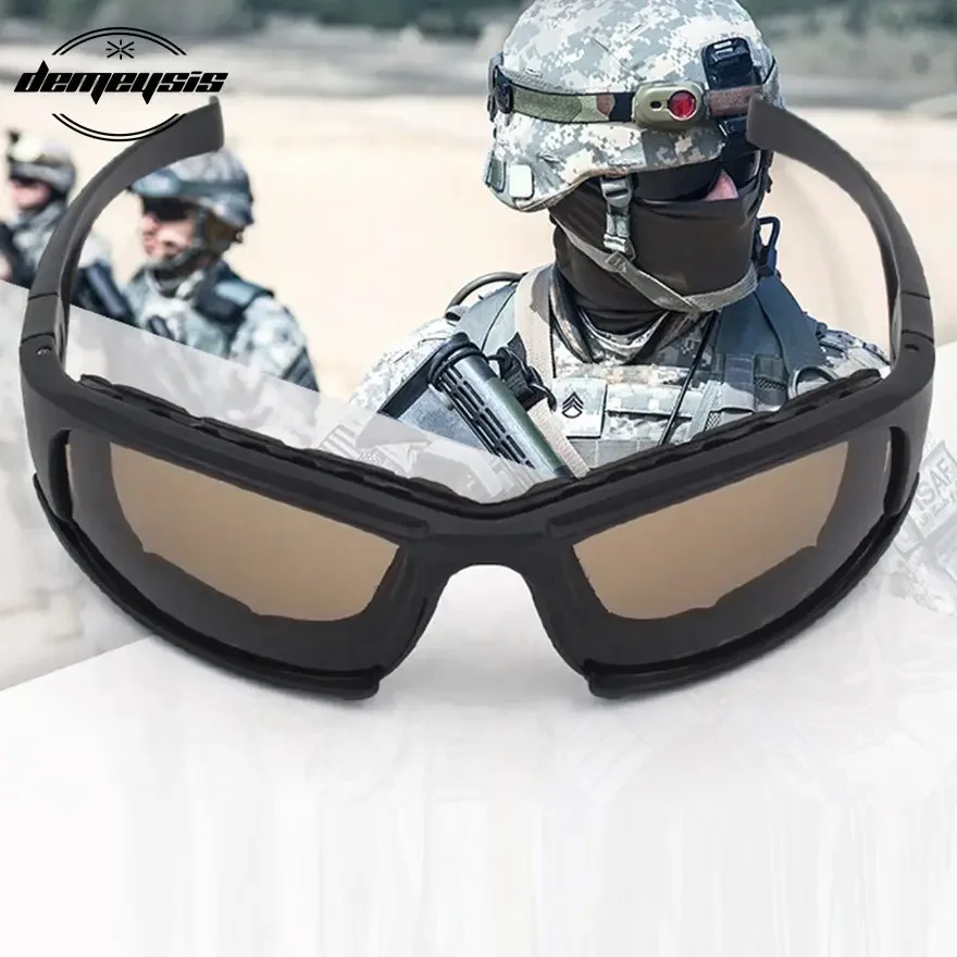 Photochromic Sunglasses Polarized  Tactical Glasses 4 Lens Airsoft Goggles Shooting Glasses Motorcycle Hiking Goggles