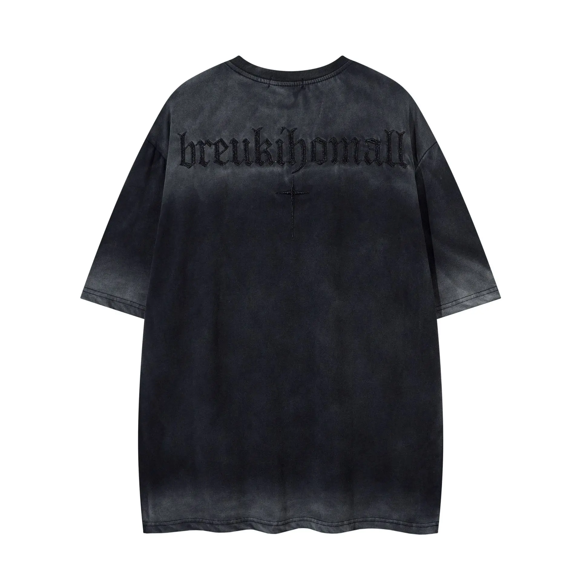 Men's Vibe Style Hip Hop T Shirts Fashion High Streetwear Loose Fit Y2K Tees With Rivet Summer Short Sleeve Tops Washed