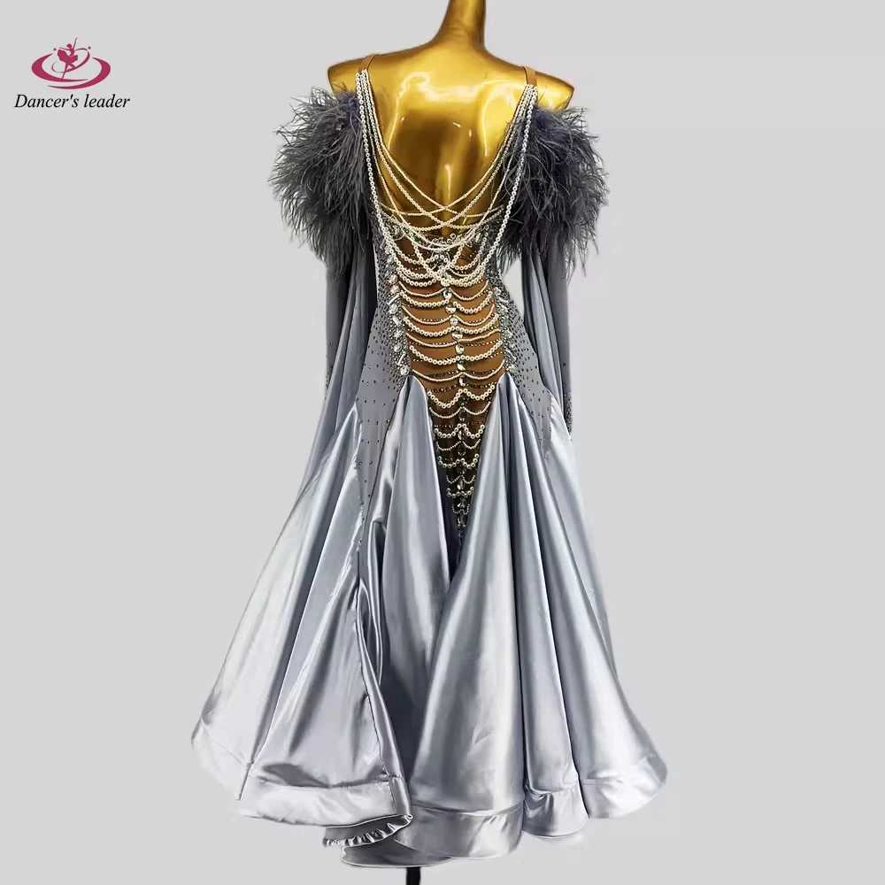 Latin Dance Stage Performance Standard Clothing High-end Customized Plush Large Ribbon Samba Rumba Dance Dress