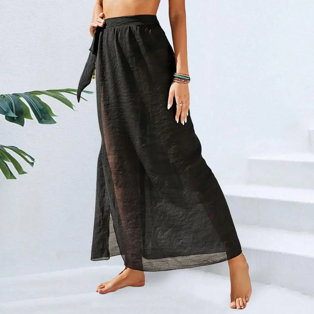 Simple Beach Skirt One Size Bandage Quick Drying Solid Color Beach Maxi Skirt Bikini Wrap Bikini Cover Up Sun Protection