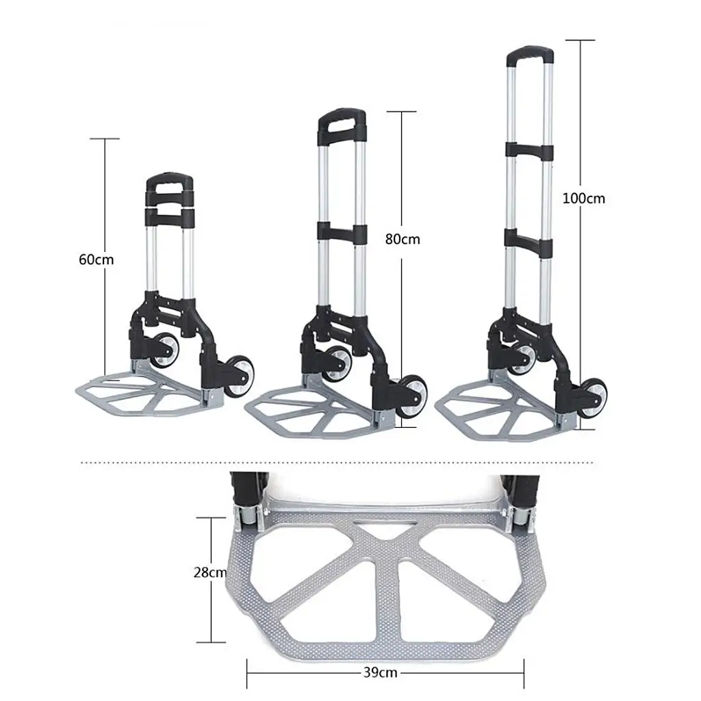الثقيلة سبائك الألومنيوم للطي شاحنة يدوية المحمولة بارو عربة السفر الأمتعة عربة التسوق المحمولة المنزل استخدام 160 رطل