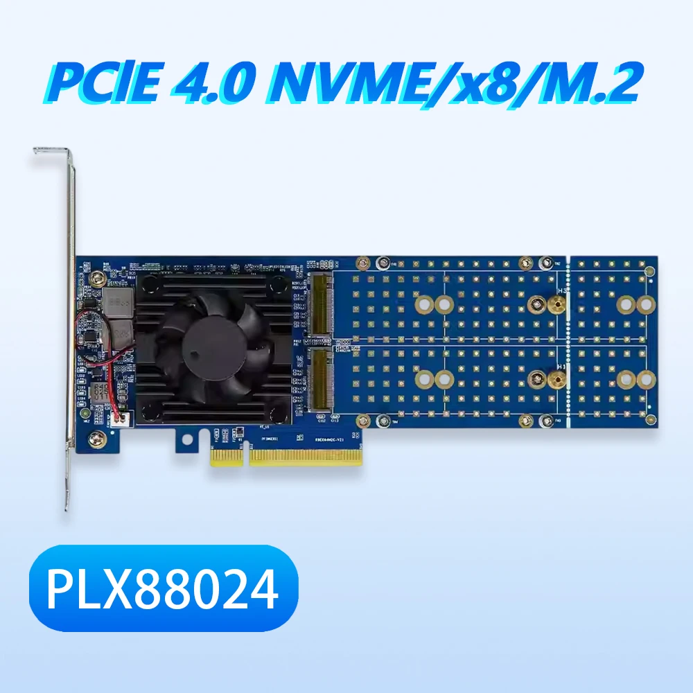 

ADT-Link PCIe 4.0 To NVMe X8 Plx88024 Four-channel Expansion Card Non-Splitting for M.2 NVMe Drives with Brackets Riser Card