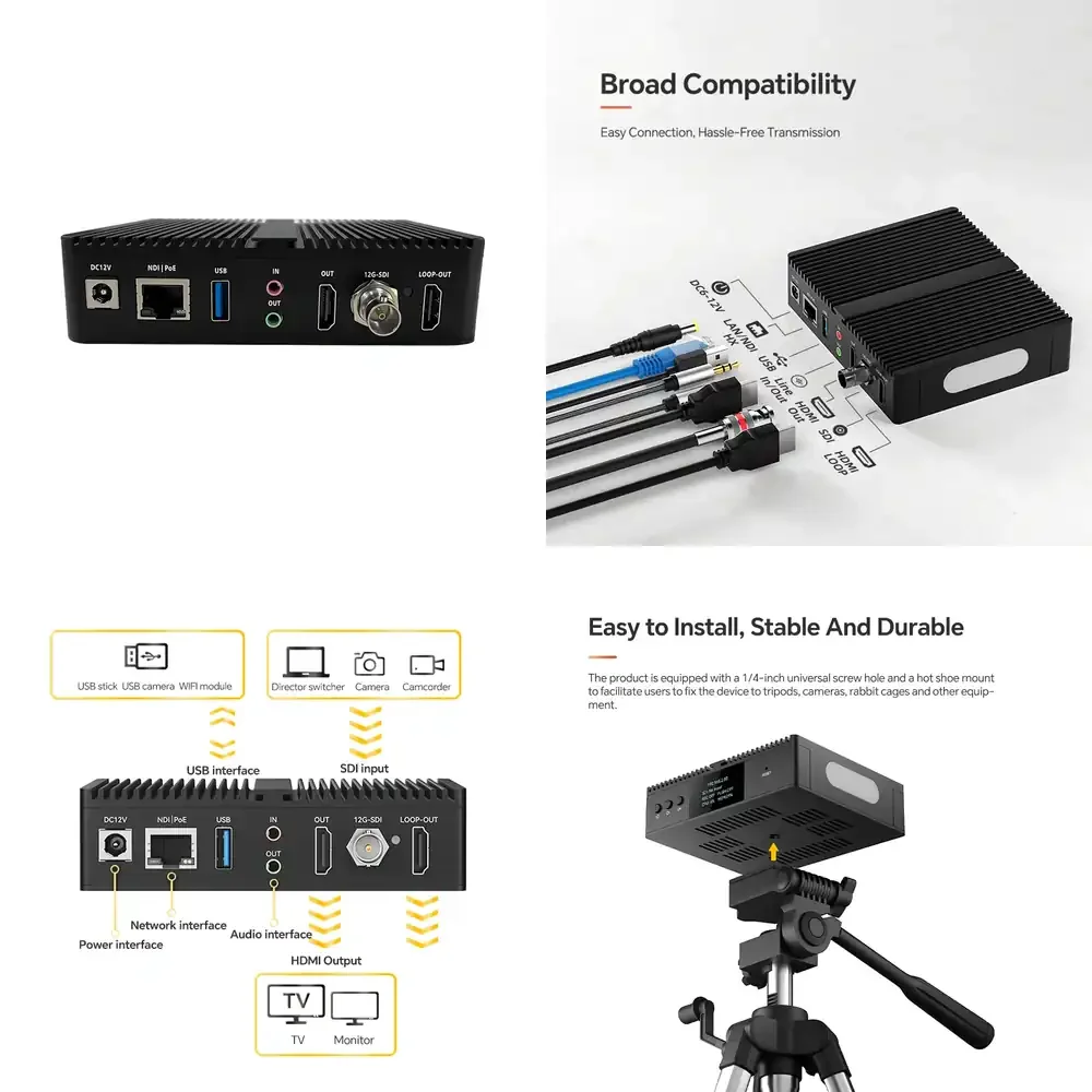 

Professional 4K60 NDI 12G-SDI Live Streaming Encoder Decoder RTMP/RTSP Protocols AAC Audio for Studio Video Production
