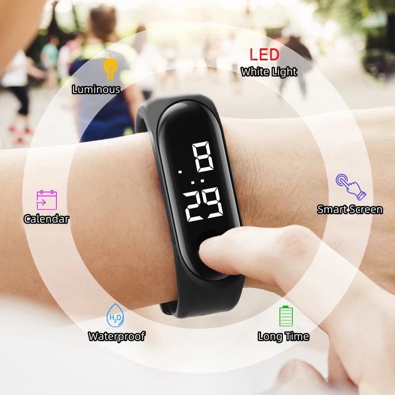 Reloj deportivo de moda para niños, reloj Digital Led resistente al agua de silicona para adolescentes, niños y niñas, reloj táctil inteligente de dibujos animados, juguete