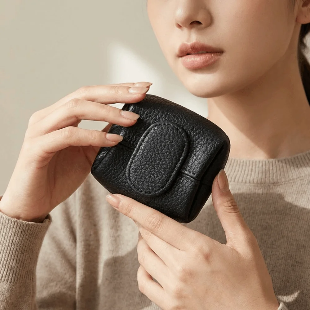

Soft Lychee Pattern Coin Purse Solid Color Multifunctional Short Small Wallet Snap Button Lightweight Mini Cowhide Wallet Travel