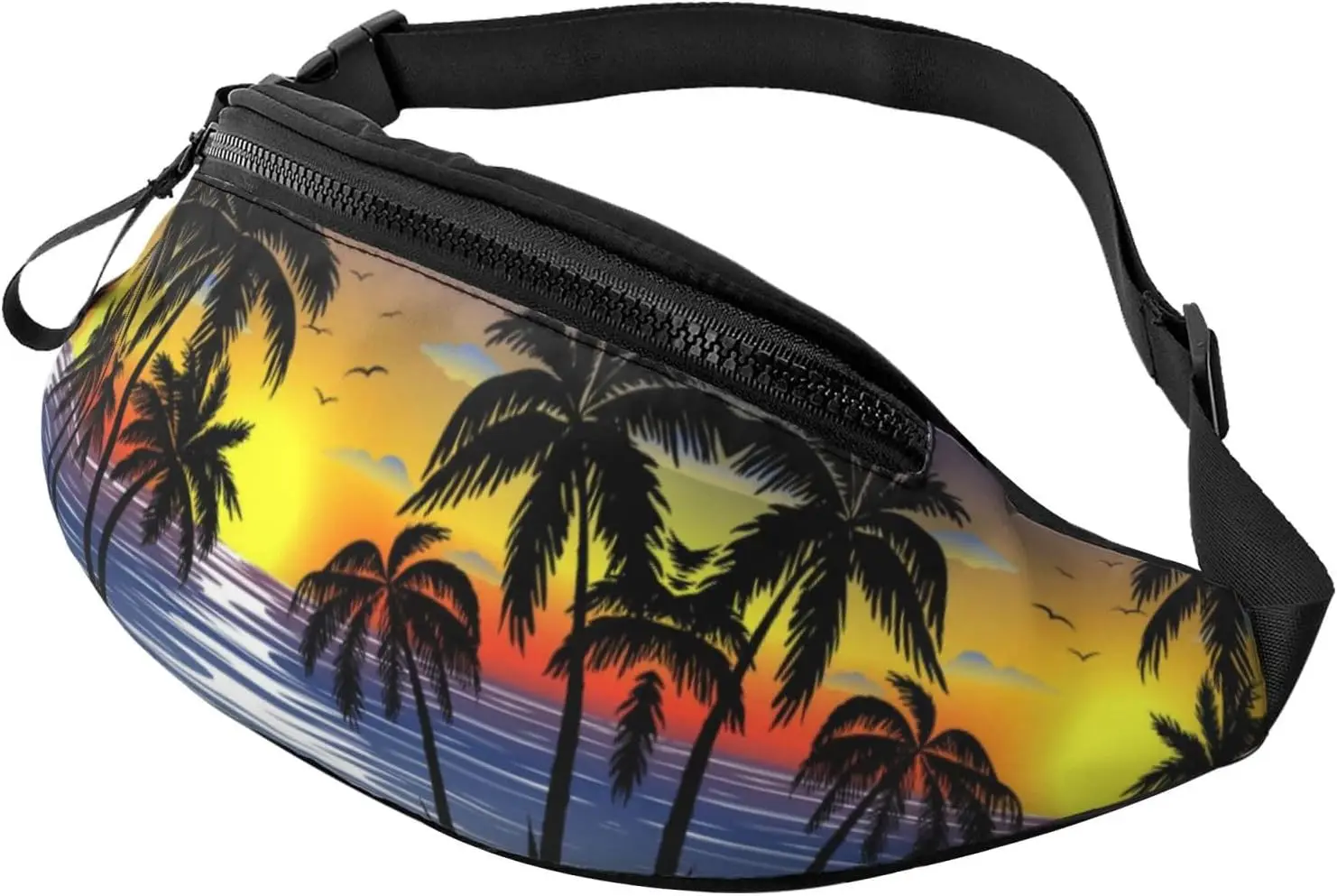 Hawaii Palm Tree Sunset Fanny Pack Waist Bag Adjustable Belt Bag for Women Men Travel Sports Hiking