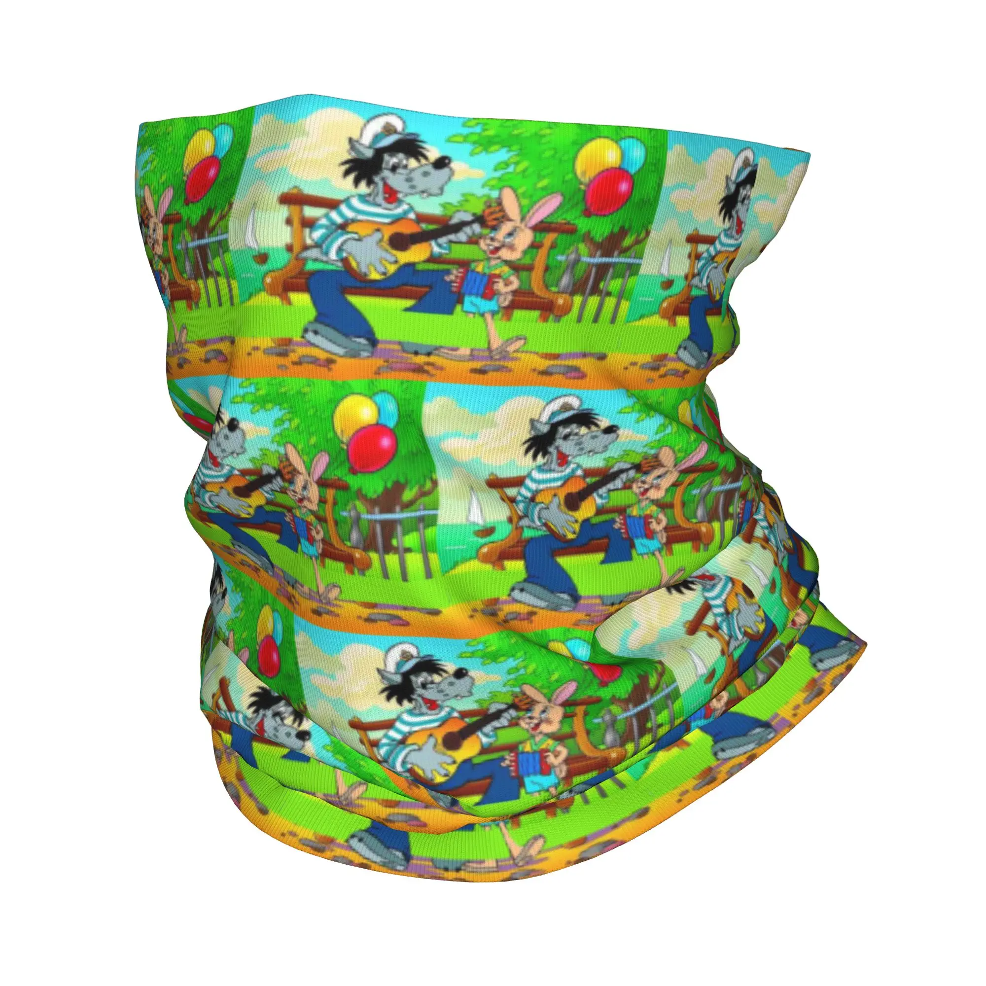 Wolf And Rabbit Just You Wait Nu pogodi Bandana Neck Gaiter Printed Wrap Mask Scarf Multi-use Face Mask Riding Unisex Adult