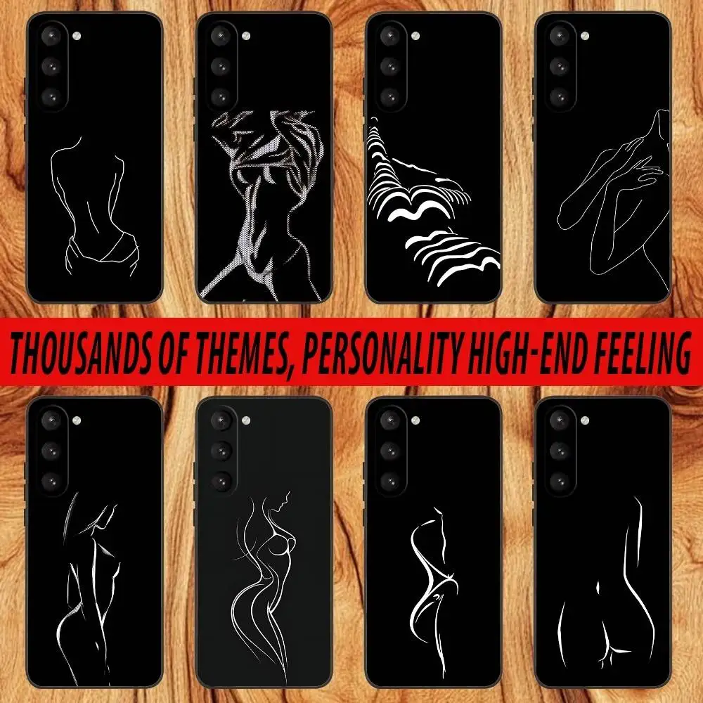 

Sexy Body Woman Art Phone Case For Samsung S 25,24,23,22,30,21,10,9,Ultra,Plus,Lite,FE,4,5 G Black Soft Case