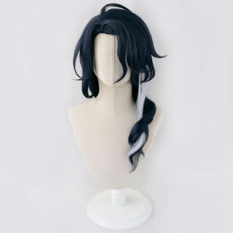 Genshin Impact-Peluca de cabello azul marino para Cosplay, pelo sintético resistente al calor, accesorios para fiesta de Halloween