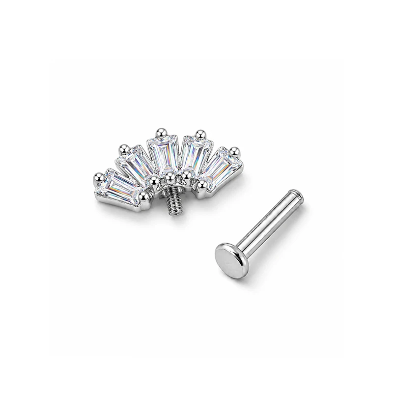 316L Stainless Steel Zircon Lip Stud 16G Internal Thread Vertical Helix Studs Ear Cartilage Tragus Piercing Earring Body Jewelry