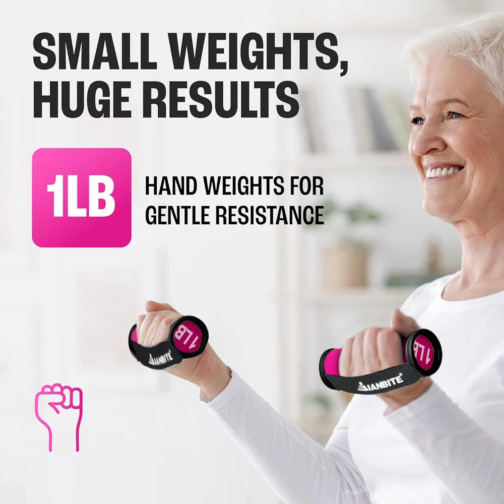 WECANTOP 1 par de pesas de mano para mujeres y hombres, juegos de pesas de mano para caminar con mancuernas suaves con correa de mano - 1LB 2LB 3LB