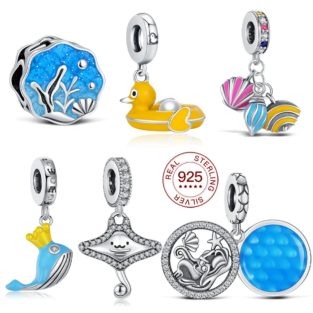 

Праздничный Морской Шарм Кит Маленькая Желтая Утка Подвеска S925 Стерлингового Серебра Бусина Подходит Браслет Diy Для Женщин Изящные Ювелирные Изделия Любовь Подарок