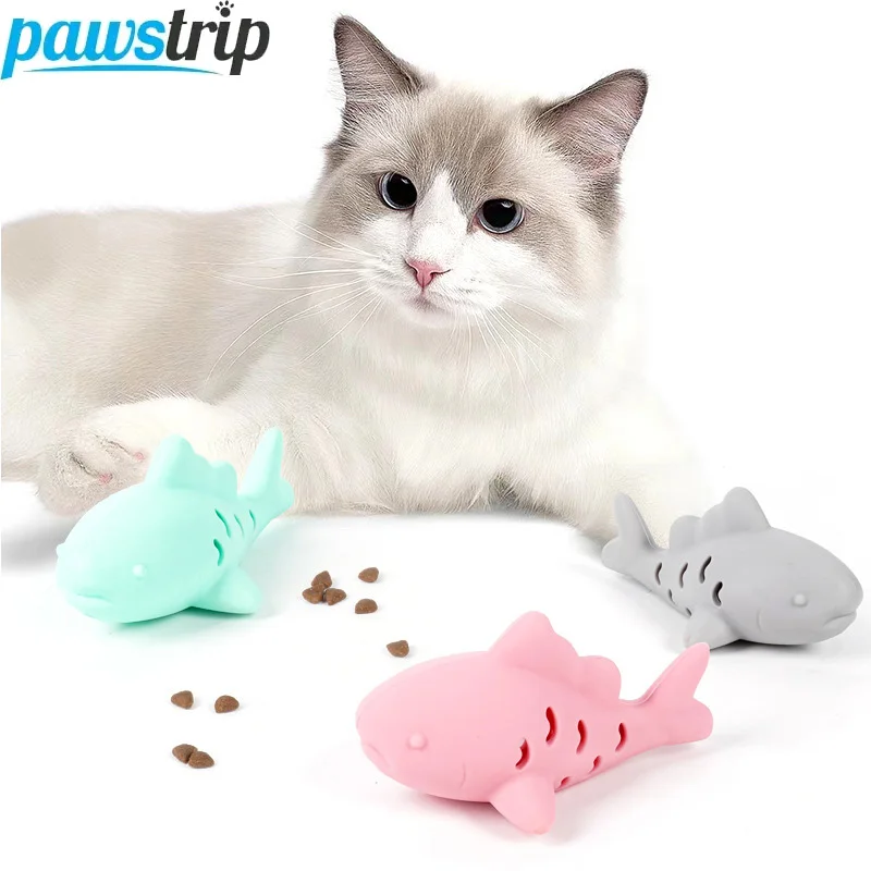 Interaktive Katze Undichte Lebensmittel Spielzeug Silikon Katze Kauen Spielzeug Biss-beständig Kätzchen Zähne Reinigung Spielzeug Fisch-förmigen Haustier Spielzeug katze Accesso