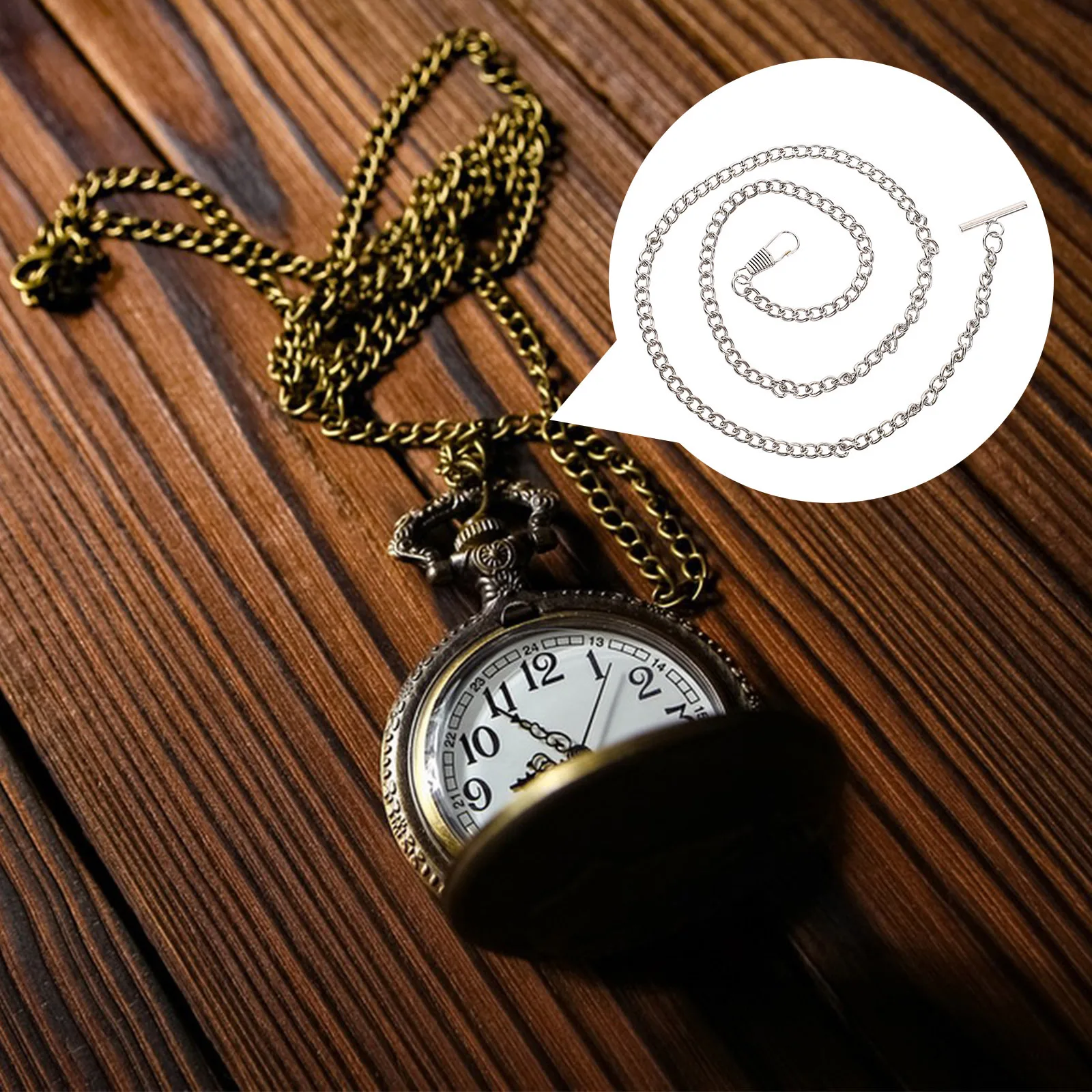 

Pocket Watch Jewelry 65 Cm Bronze Vintage Taschenuhrkette Silver Metal Watch Jeans Belt Key Chain Retro Style Durable TBar Chain