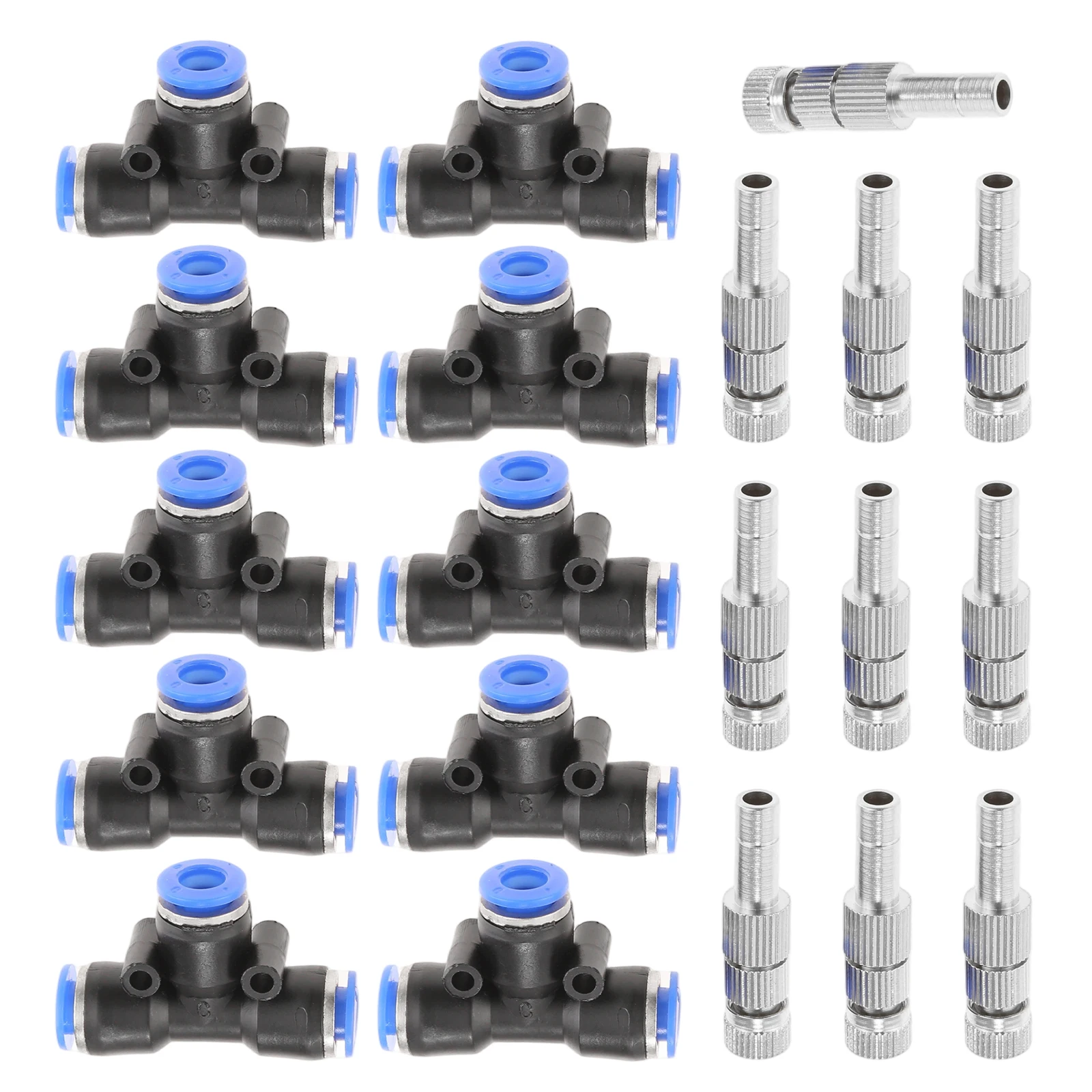 

20pcs/set Mister Nozzles & 6.3mm/(1/4") Misting Nozzle Tee Detachable Brass for Irrigation Humidification Cleaning Equipment