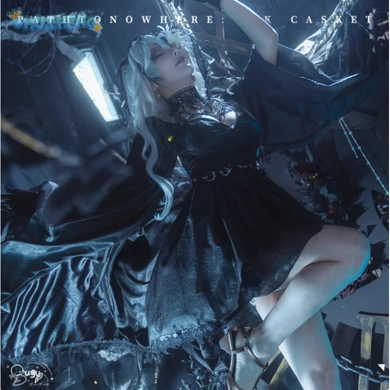 

Game Oak Casket Path to Nowhere MBCC-S-075 Cosplay Costume Halloween Party Women Gothic Dress Coat Necklace Wig Uniform Set