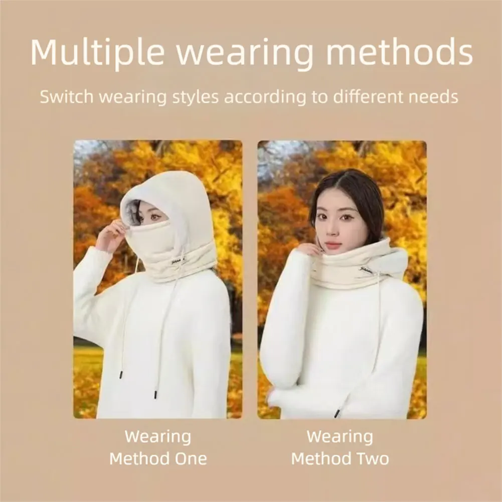 قبعة حرارية سميكة مبطنة بالقطيفة مع قناع للوجه للرجال والنساء، قبعة شتوية بغطاء للرأس في الهواء الطلق مقاومة للرياح وركوب الدراجات والتزلج الرياضية #4