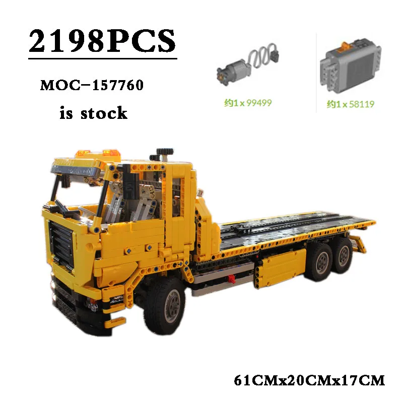 Large Flatbed Trailer MOC-157760 Classic Truck 2198 Pieces 42009 C  Mobile Crane MK Building Blocks Kids Toy Gift Birthday Gift