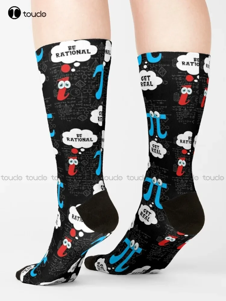 Funny Be Rational Get Real Math Pun Statistics Socks Custom Socks Street Skateboard Socks Christmas New Year Gift Unisex Adult